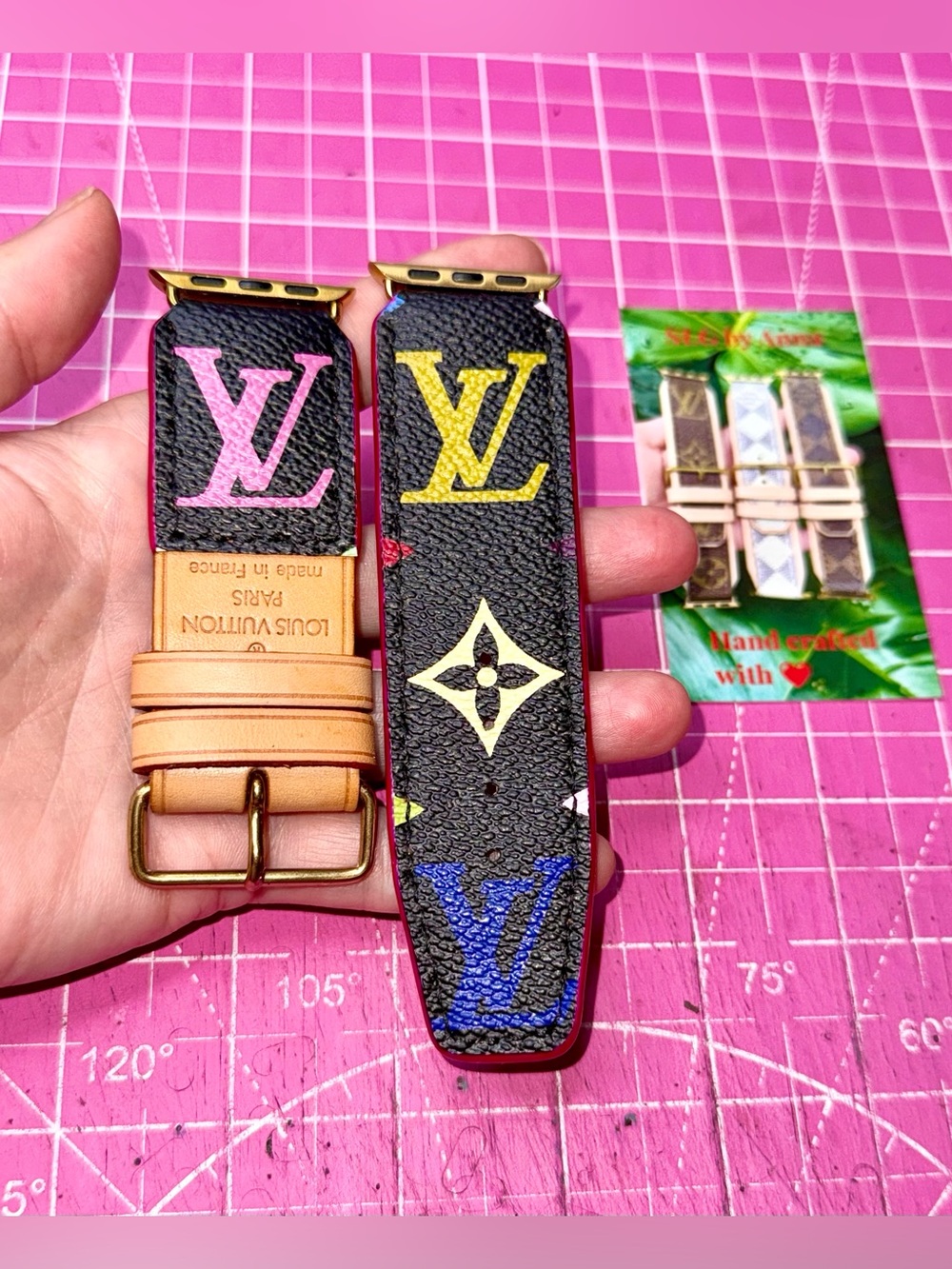 💗 LV Poignant Black Multicolor Apple Watch band strap Handmade ♻️